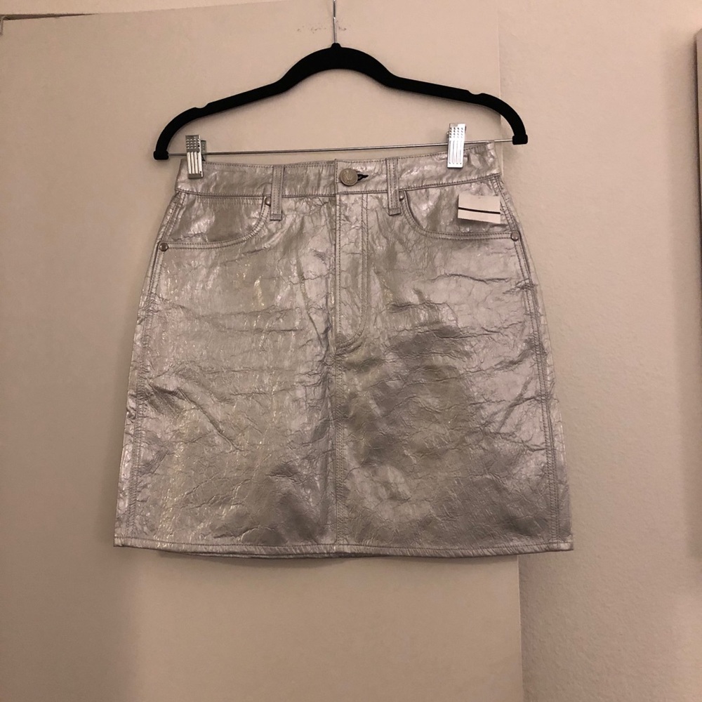 Rag & Bone Moss Leather Skirt in Metallic Silver - Picture 11 of 16